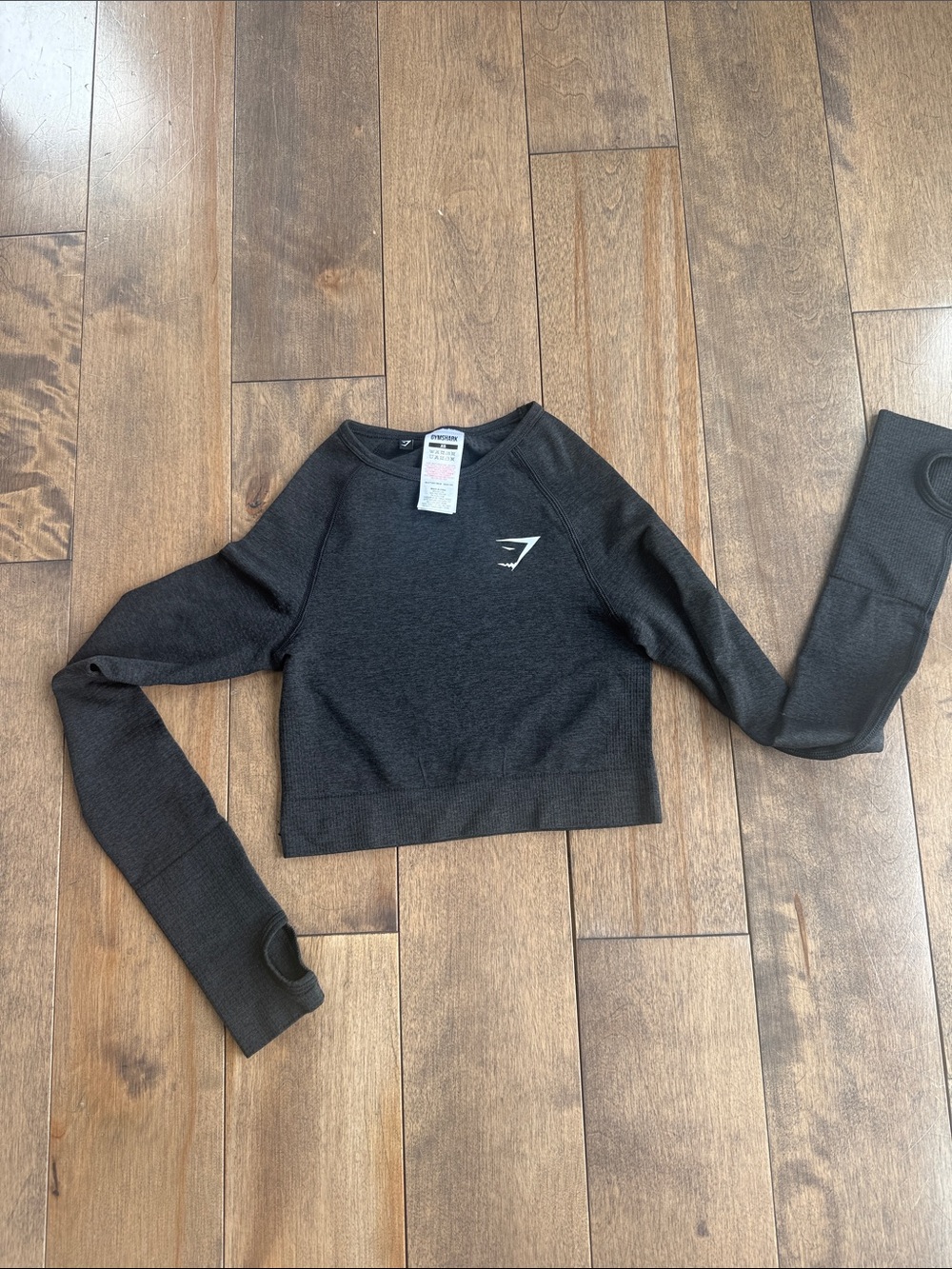 XS Gymshark Dark gray  Cropped Long Sleeve Seamless athletic Top